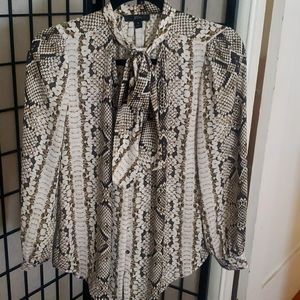 J crew snake print button shirt with bow detail